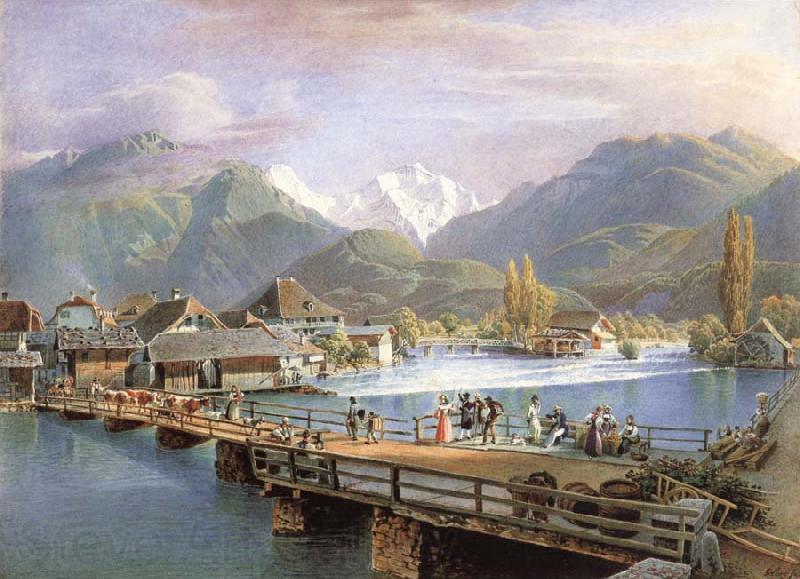 Gabriel Lory fils Ansicht von Unterseen mit Blick auf die Jungfrau Germany oil painting art
